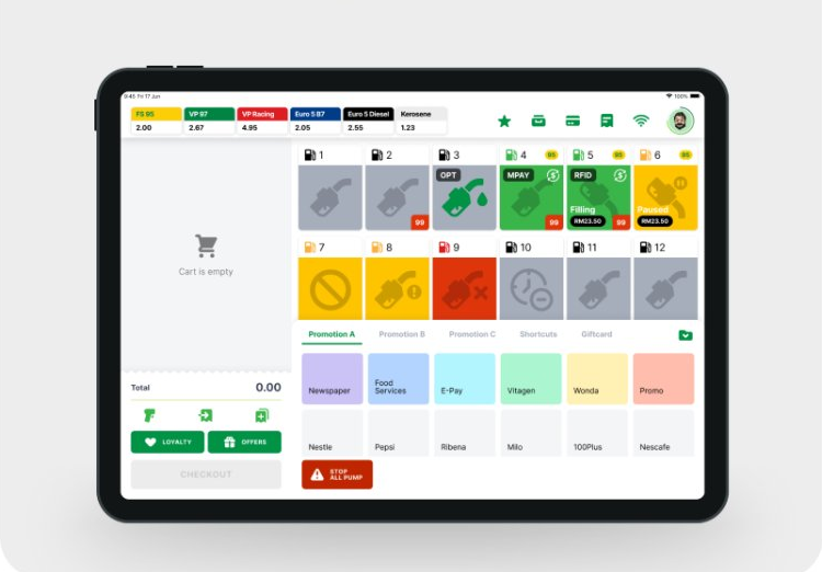 RONPOS point of sale on a tablet